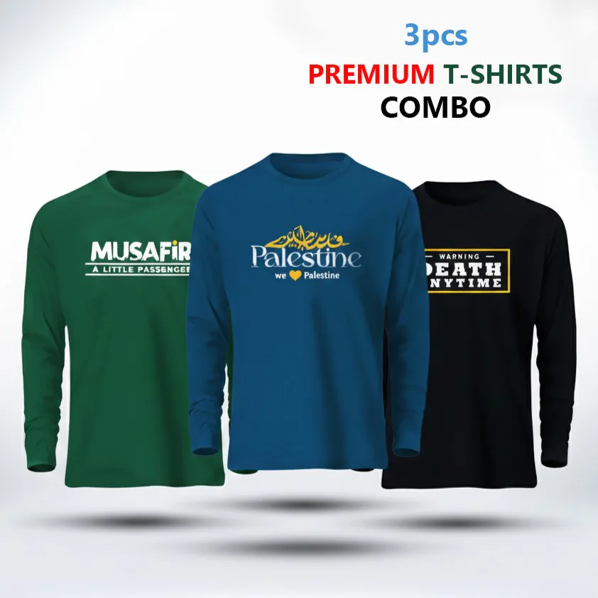 3 pcs Full Sleeve T-Shirt Combo
