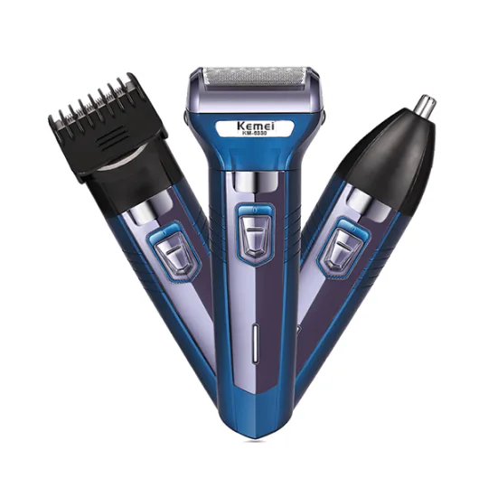 Kemei KM-6330 3-in-1 Rechargeable Hair Trimmer, Electric Shaver & Nose Clipper Grooming Kit – Universal Voltage, 60-Min Runtime & 4 Guide Combs