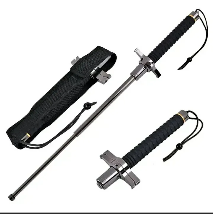 28 Inch Expandable Defence Stick – Heavy Duty Hardened Steel Tactical Baton with Glass Breaker Tip & Anti-Slip Rubber Grip for Personal Safety