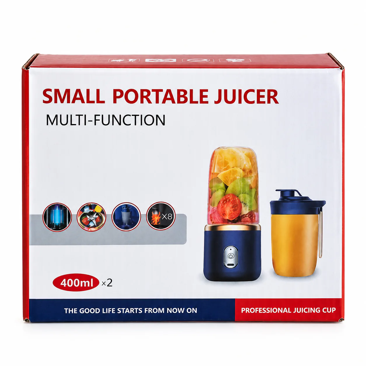 Multi-Function Small Portable USB Juicer – 400ml Dual Cup Rechargeable Smoothie & Protein Shake Maker (Multi-Color)